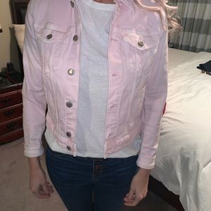 Pink denim jacket